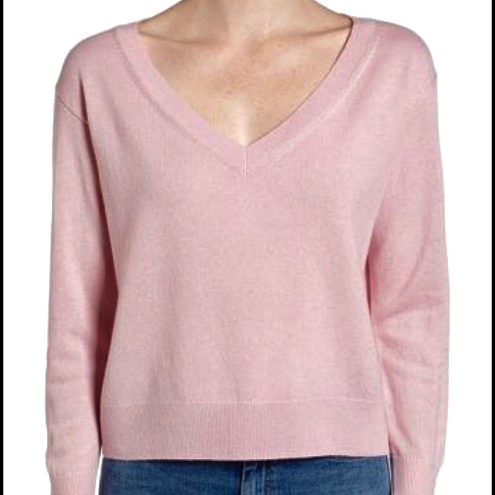Everlane v-neck crop cashmere crew S